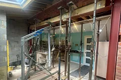 Props and steels over a new opening