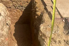 Footing trench with a tape measure