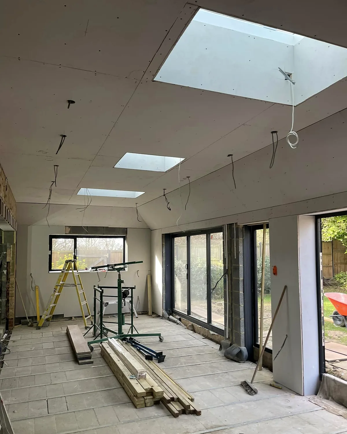 Rooflights in, boarded and ready for plaster
